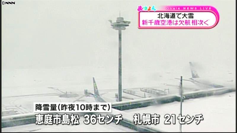 北海道で降雪　新千歳空港では欠航相次ぐ