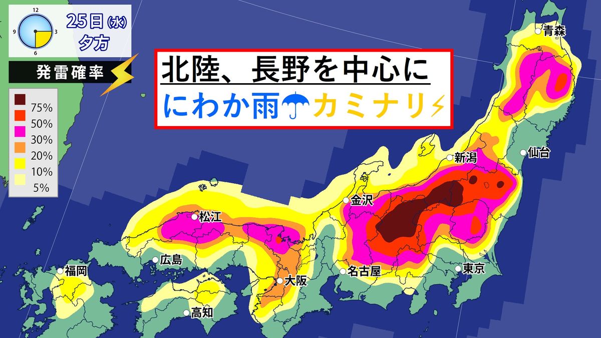 【天気】北陸や長野はカミナリに注意！