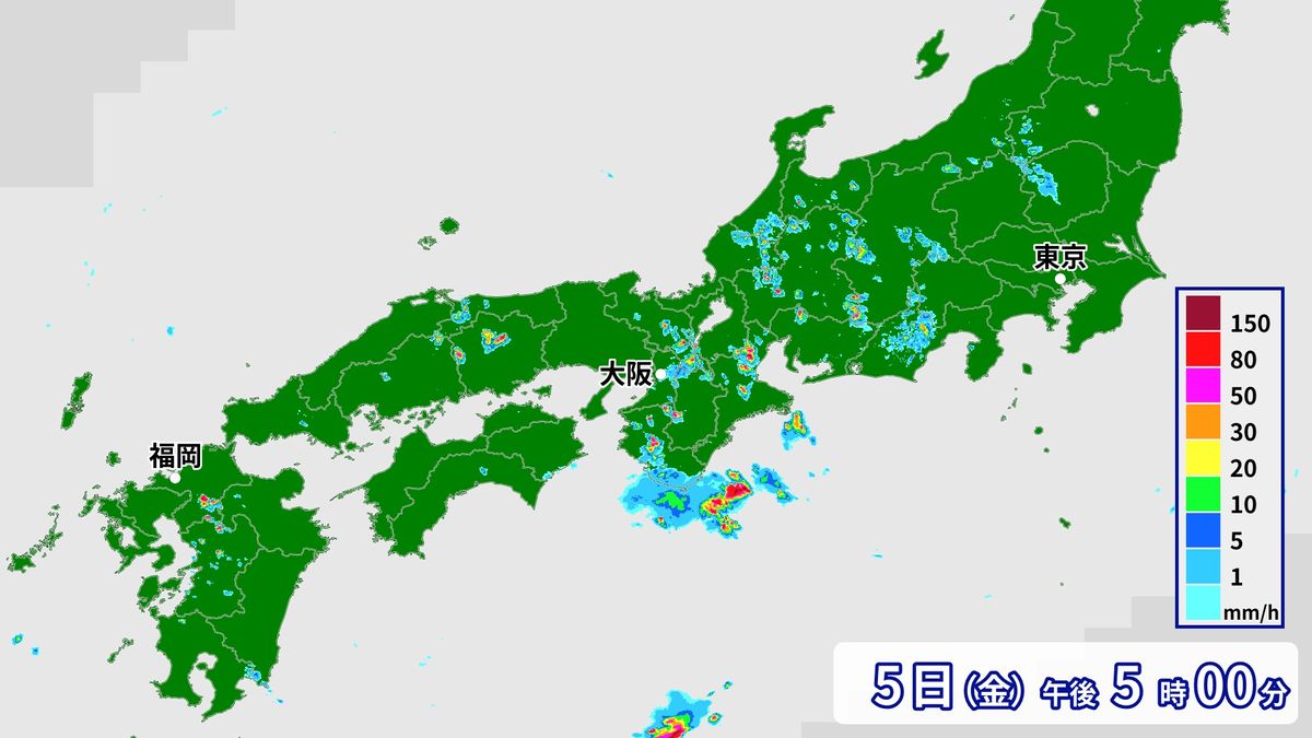 所々で発達した雨雲…激しい雷雨で道路冠水おそれも　6日も西日本中心に雷雨発生か
