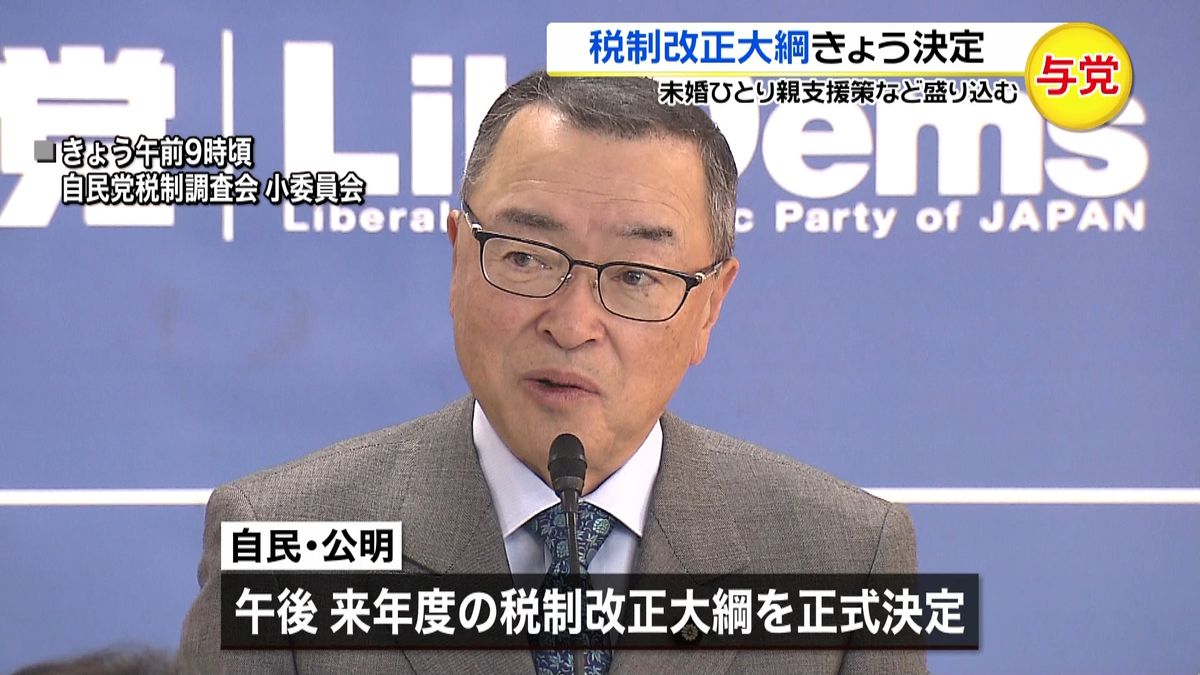 与党　来年度の税制改正大綱きょう決定