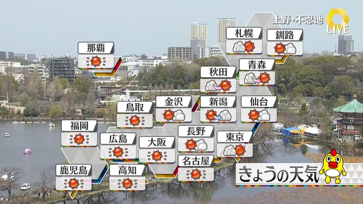 【天気】東日本と東北、所々で雨　北海道、局地的に雷伴い雪の所も