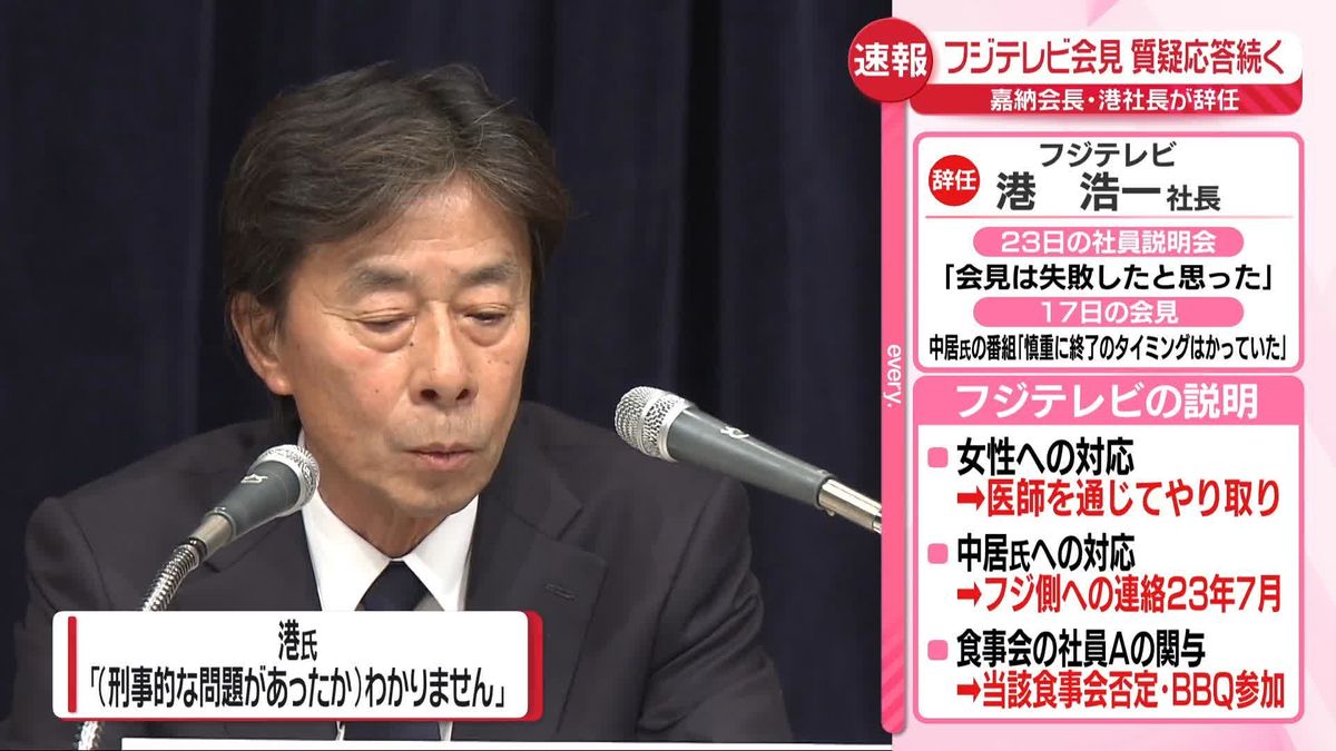 【フジテレビ会見　冒頭まとめ】会長・社長は辞任発表　「社員Aは食事会関与なしと判断」