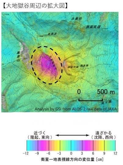 岩手山の地殻変動(2023年11月〜2024年9月) ※気象庁の資料より