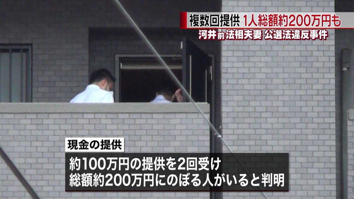 複数回、１人総額２百万円も　河井夫妻逮捕