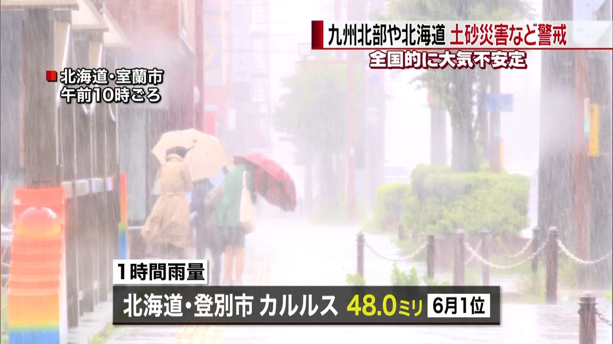 九州北部や北海道など　土砂災害に厳重警戒