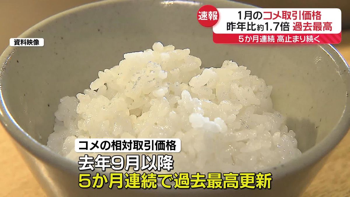 1月コメ価格、5か月連続で過去最高を更新