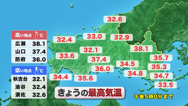 7日(水)の実況最高気温