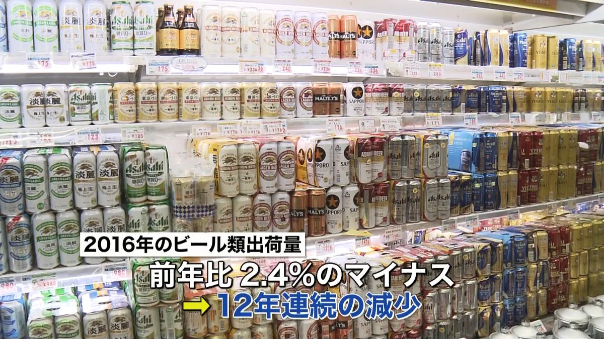 ビール類の出荷量　１２年連続で過去最低