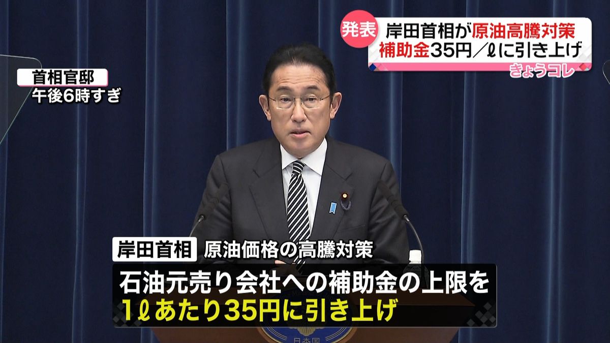 補助金上限1リットルあたり35円に　岸田首相が“原油高対策”表明
