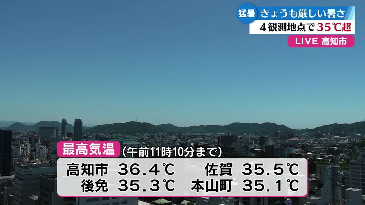 高知市など県内4つの地点ですでに気温35度以上の猛暑日 こまめな休憩や水分補給を【高知】