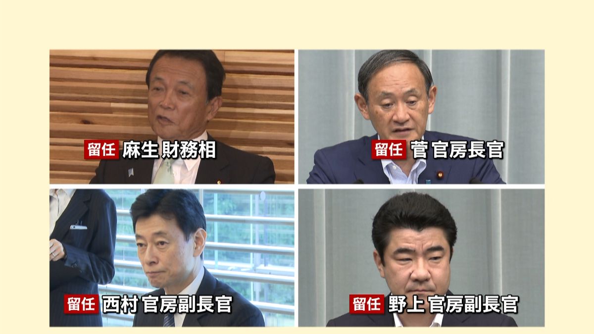 安倍首相、麻生副総理や菅長官の留任を表明