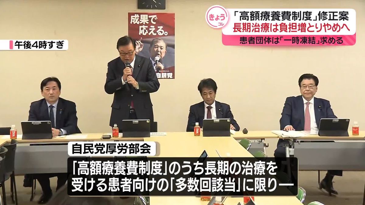 「高額療養費制度」修正案　自民部会が了承　長期治療患者の負担増とりやめへ