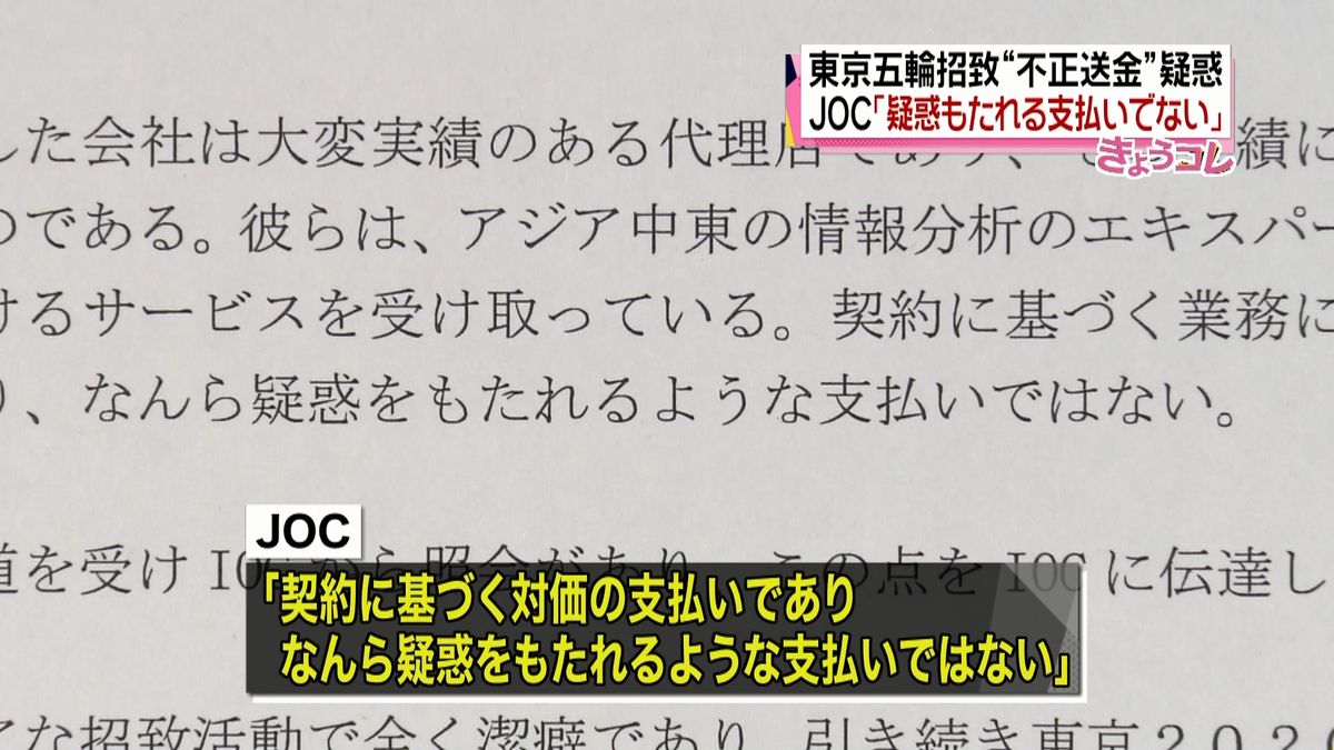 ＪＯＣ「疑惑もたれる支払いでない」