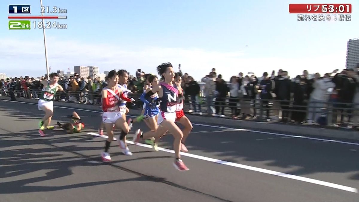 【箱根駅伝】1区終盤でアクシデント　大東文化大・西川千青が集団の中で転倒