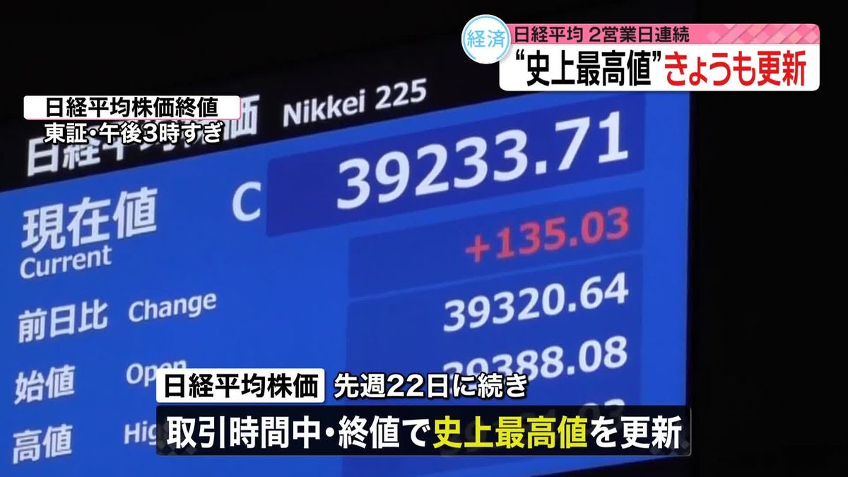 日経平均、2営業日連続で史上最高値更新　日本取引所グループCEO“バブルではない”