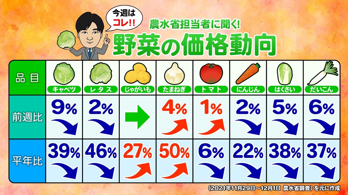 農水省「たまねぎ高い、レタス平年の半値」