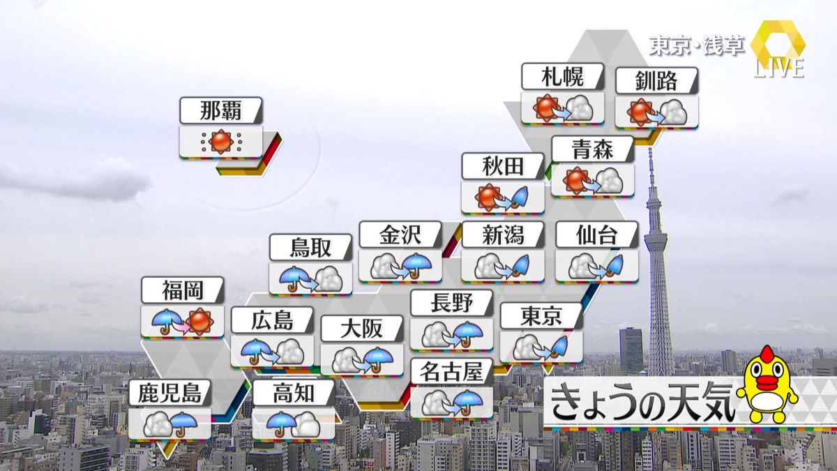 【天気】九州は土砂災害に警戒　西日本は夕方にかけて、東日本も夕方以降は次第に雨