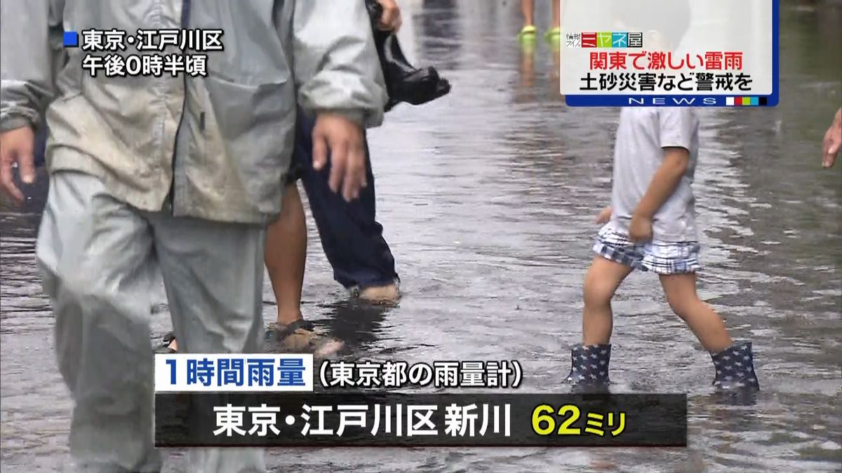 関東で局地的に激しい雷雨　道路冠水も