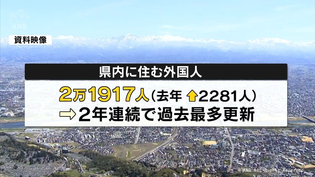 富山県内の外国人住民　２年連続で過去最多更新