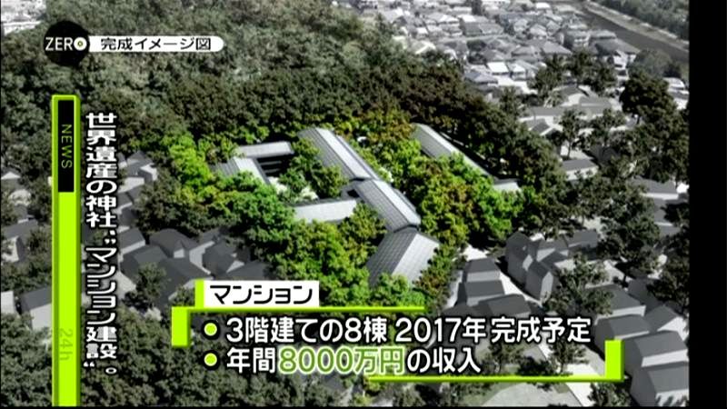 世界遺産の神社境内にマンション建設計画