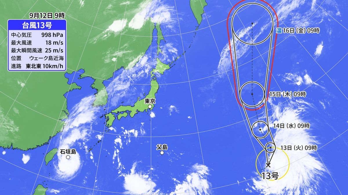 新たに台風13号が発生 日本への直接の影響は無し
