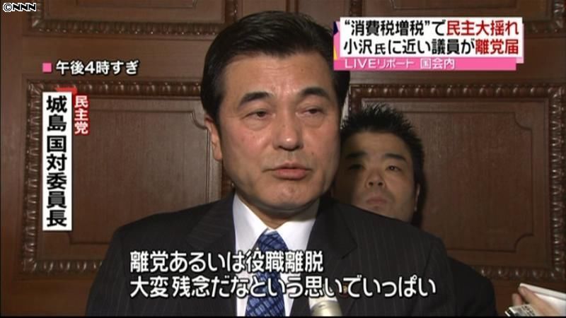 辞表提出、離党届に、民主党執行部対応協議