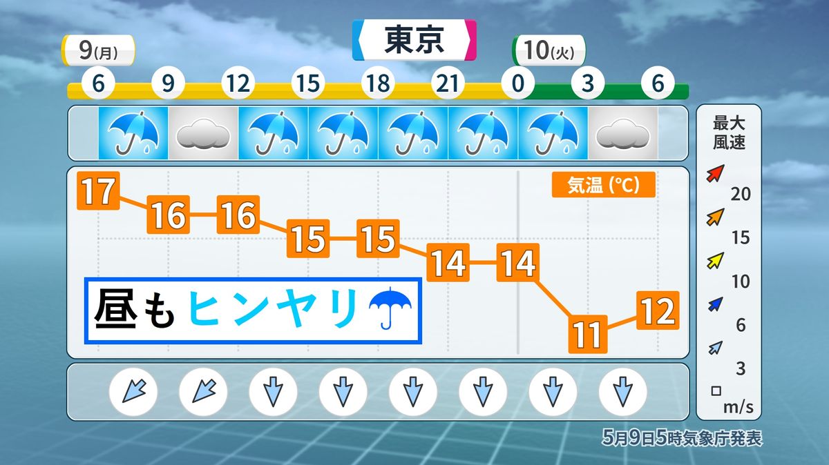 関東は雨でヒンヤリ！　気温は3月下旬並み