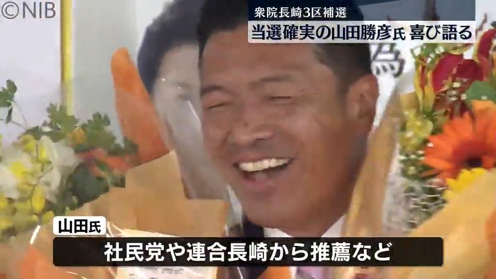 【衆院長崎3区補選】投票率は35.45％「谷川氏に負けたけじめを」立憲 山田 勝彦氏が当選確実《長崎》