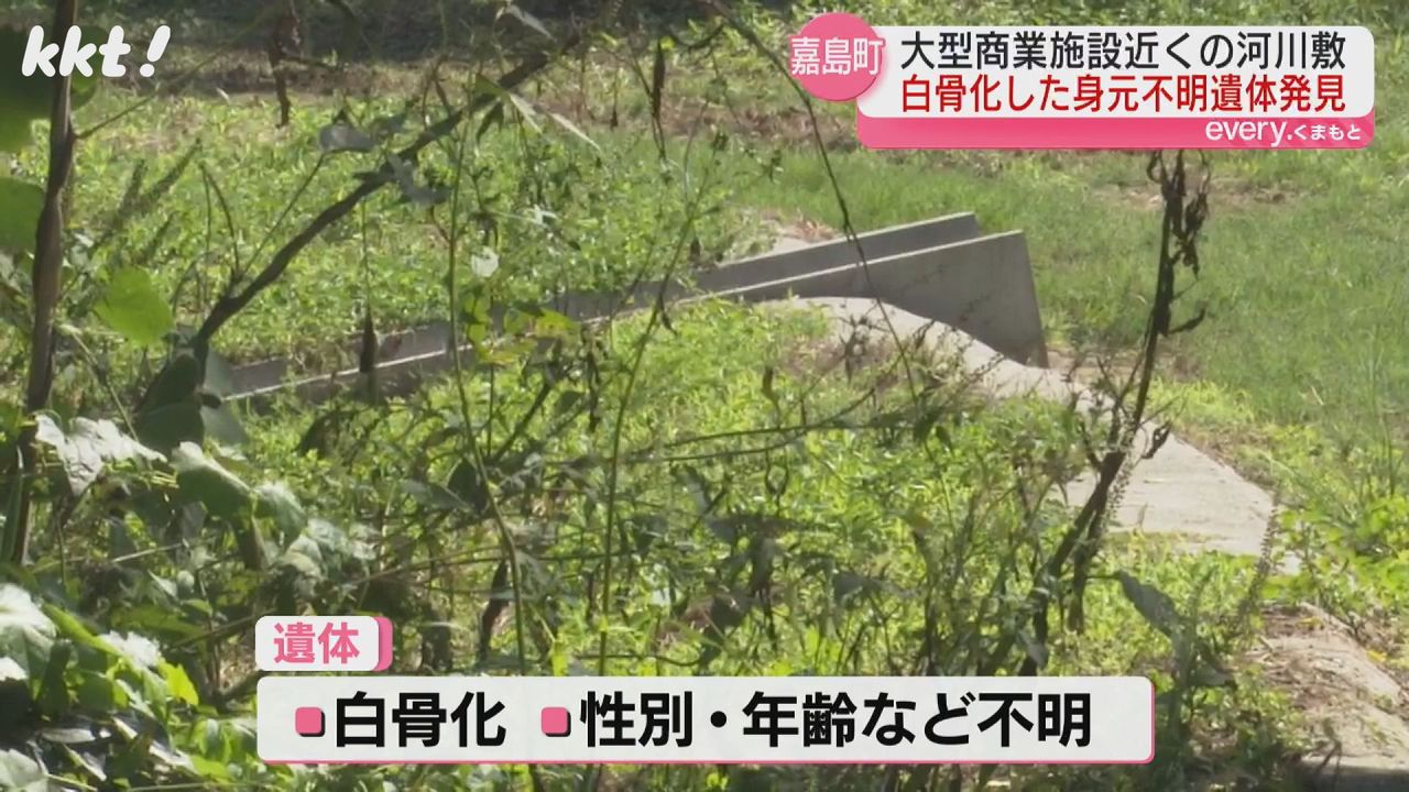 河川敷のスーツケースから性別不明の白骨遺体