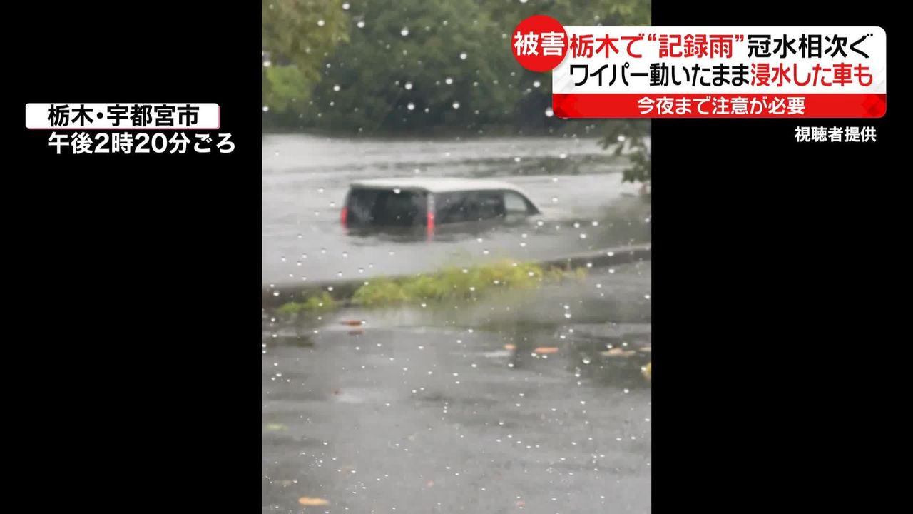 栃木県内で“記録的大雨”　冠水相次ぐ　水没する車も…