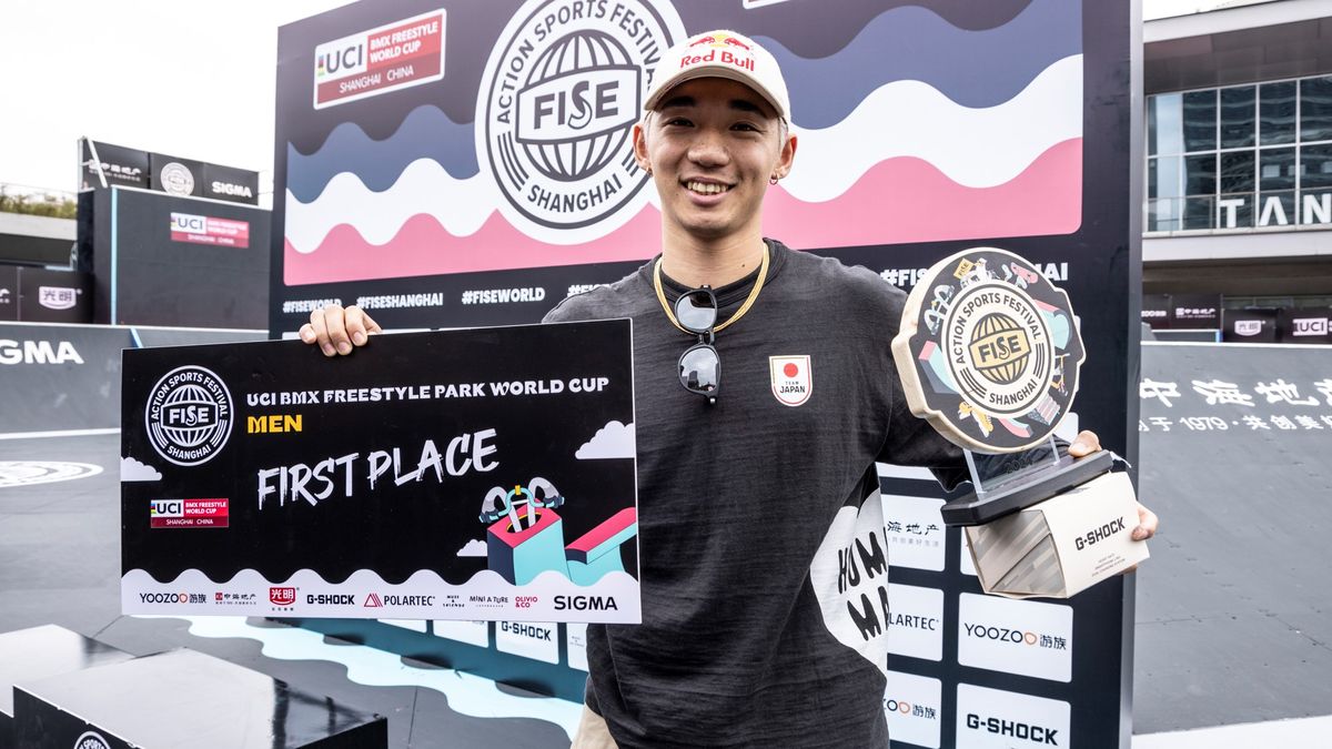 BMXフリースタイルW杯第3戦パーク男子で優勝した中村輪夢選手（Naoki Gaman / Japan Cycling Federation）