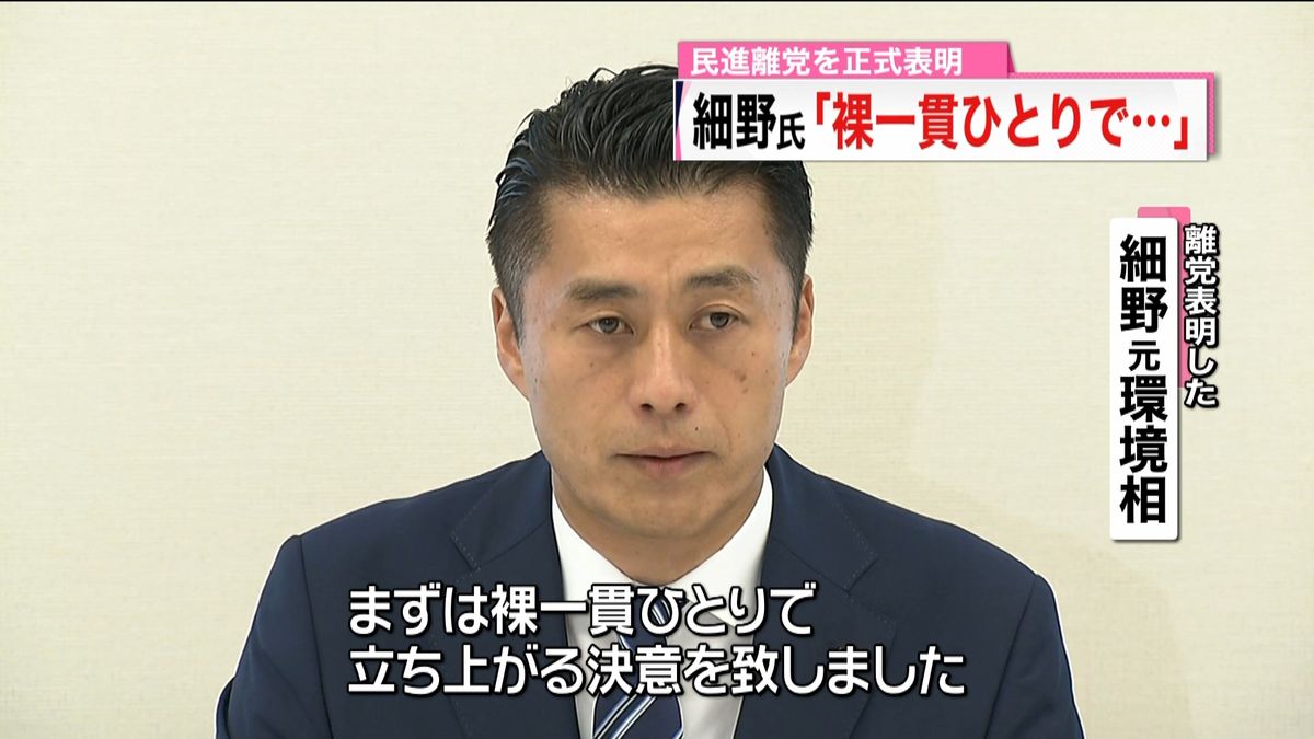 「裸一貫ひとりで」細野氏が正式に離党表明