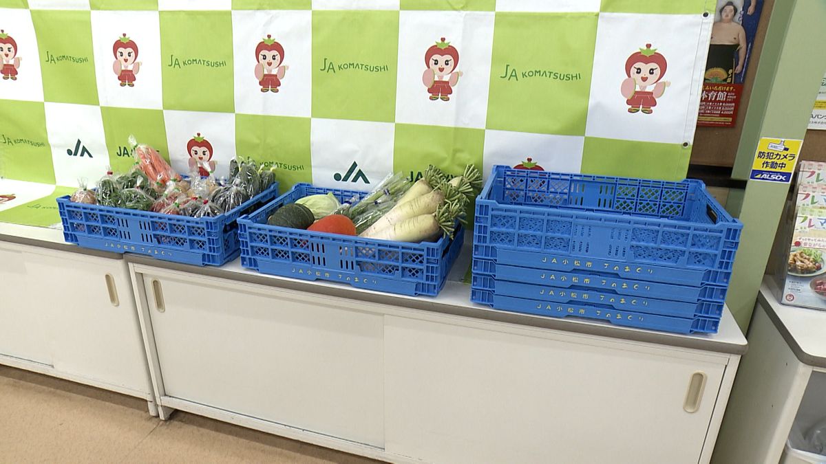 JA小松市　売れ残った野菜で子ども食堂を支援　野菜を運ぶためのコンテナ新調