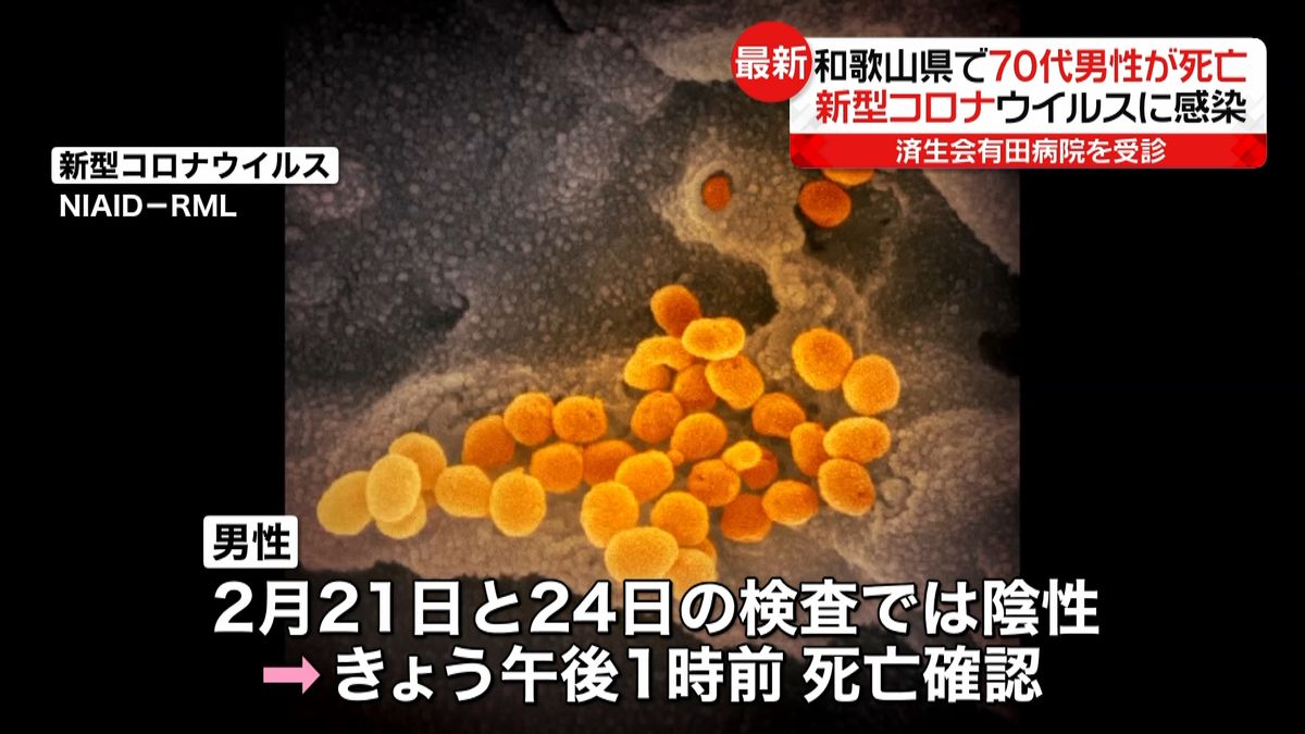 和歌山県で７０代男性が死亡　新型コロナ