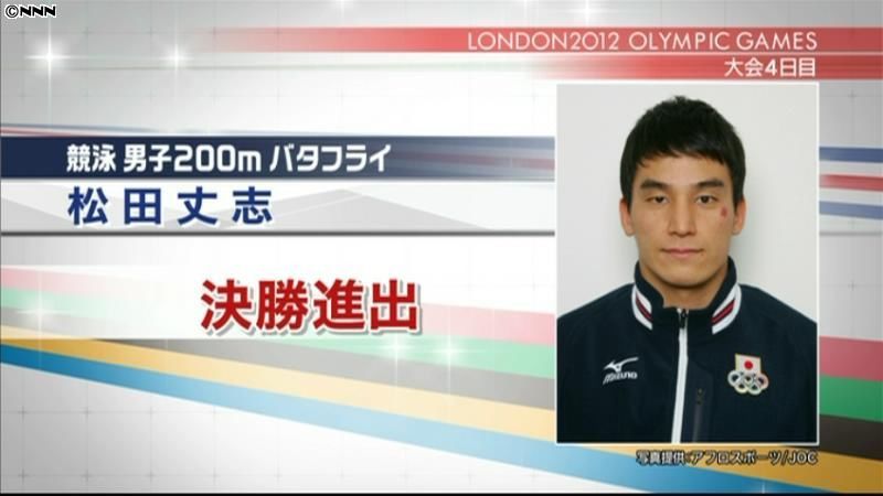 男子２００ｍバタフライ　松田丈志が決勝へ