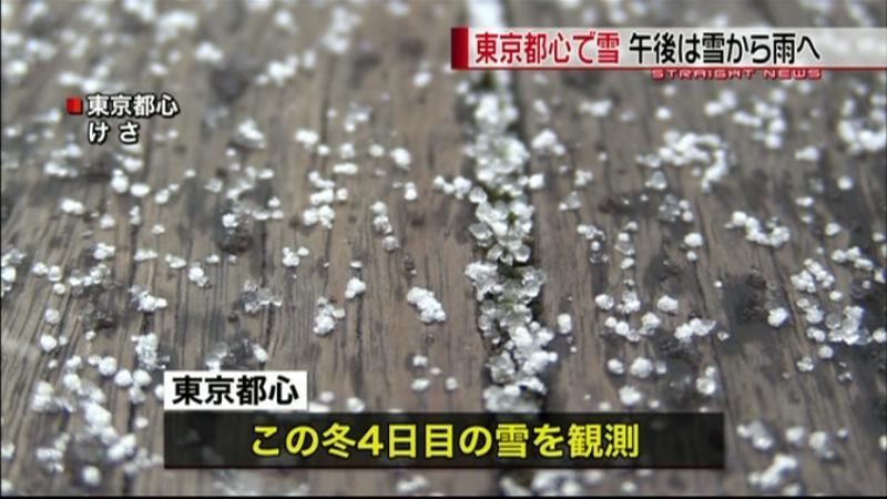 東京都心で雪　今冬４日目