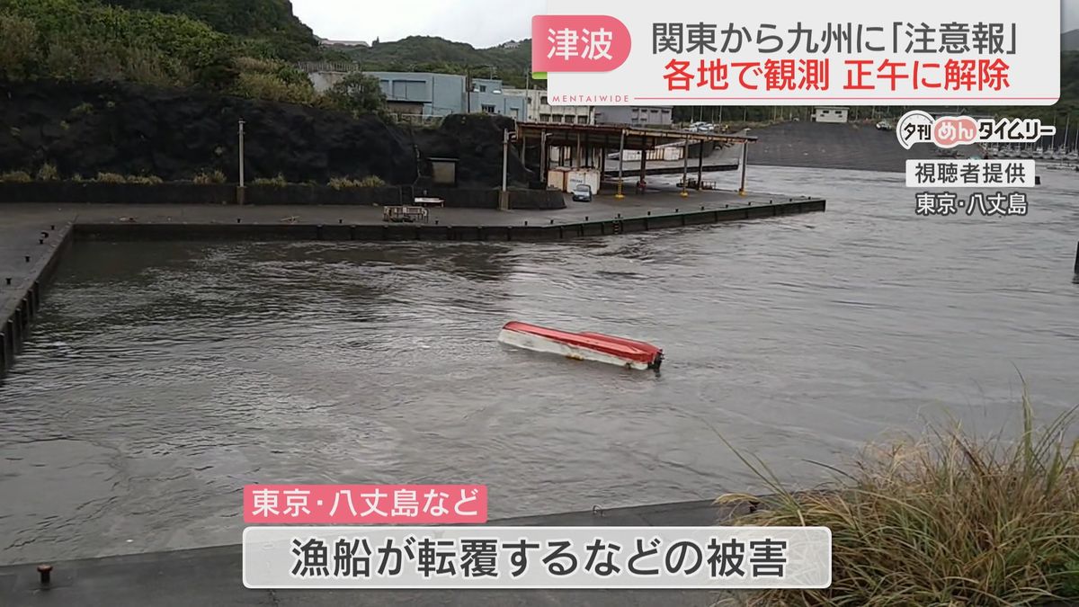関東から九州の太平洋沿岸に津波注意報　0.2～0.6メートルの津波観測