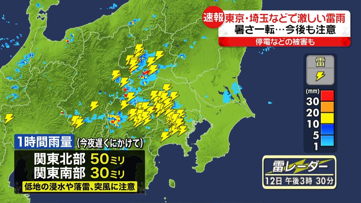 天気急変…関東で激しい雷雨　冠水被害も