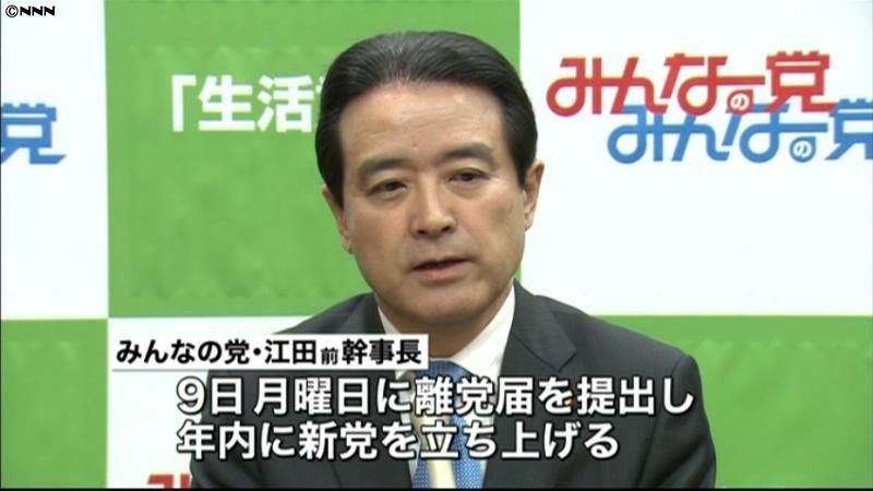 みんな・江田氏、離党届提出の意向固める