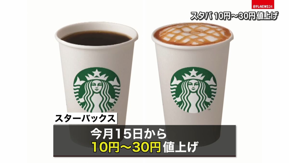 スターバックス　コーヒーなど値上げ発表