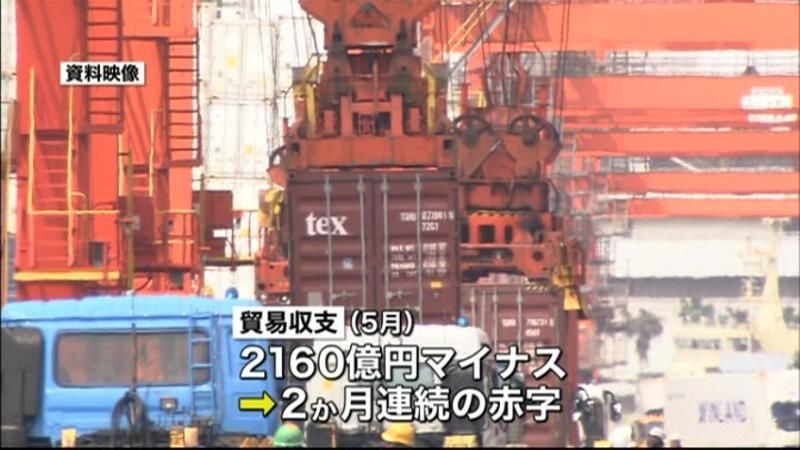 貿易収支　２１６０億円減で２か月連続赤字