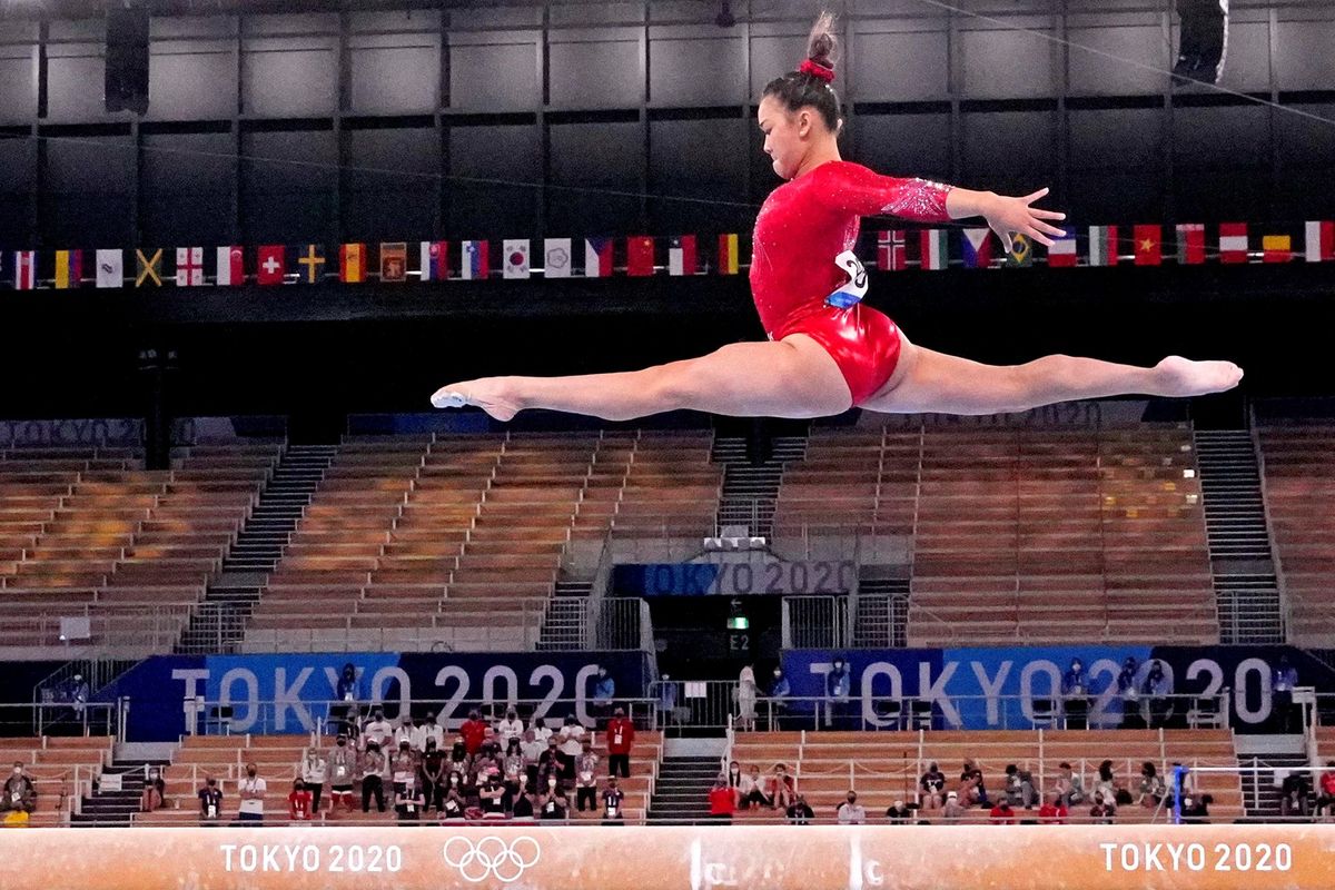 東京五輪で演技するスニサ・リー選手(写真:USA TODAY Sports/ロイター/アフロ)