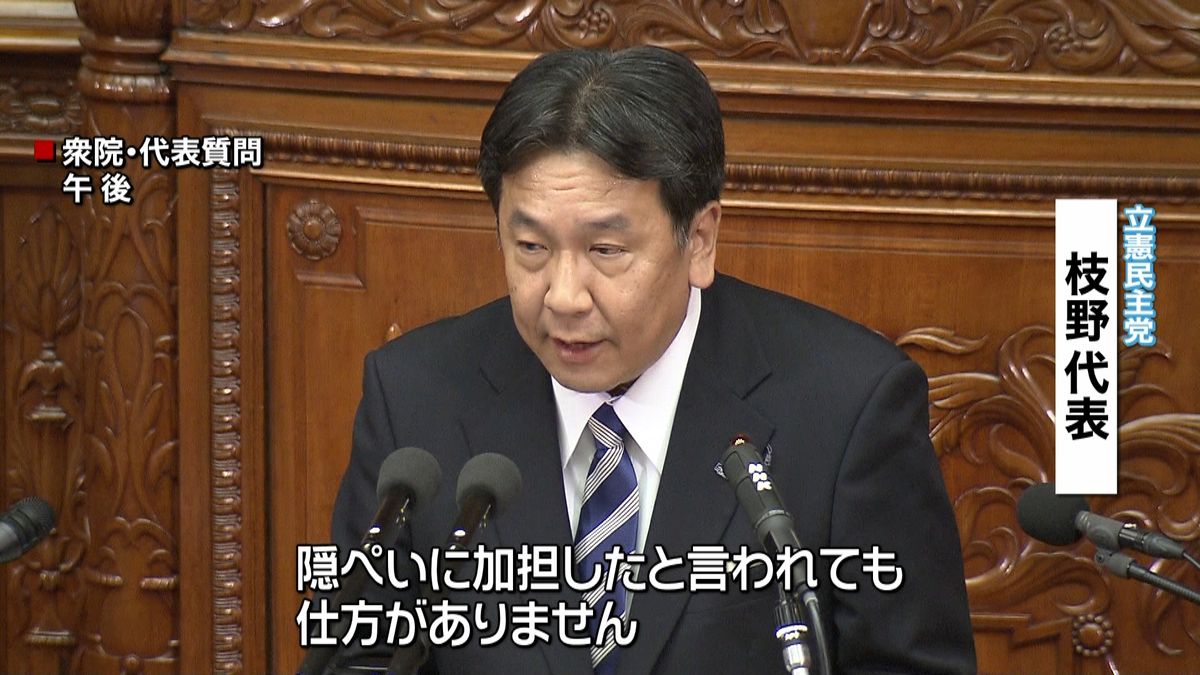 不正統計　枝野氏「責任重大」厚労相を批判