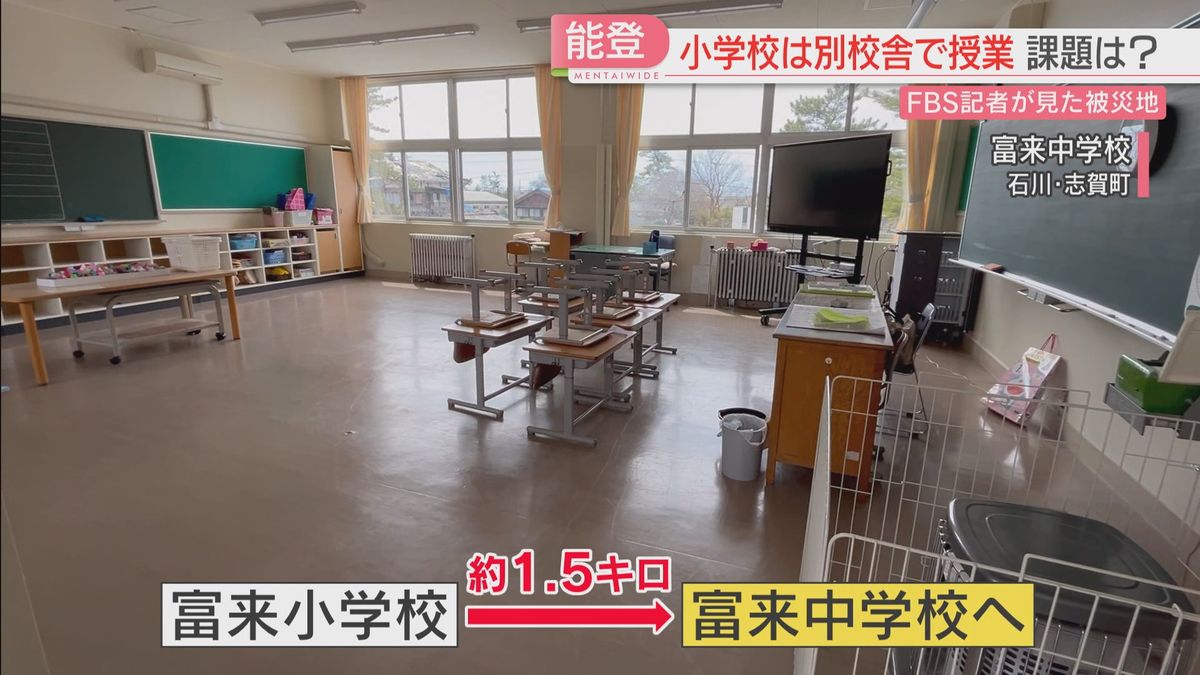 小学生たちは中学校で授業を受けている