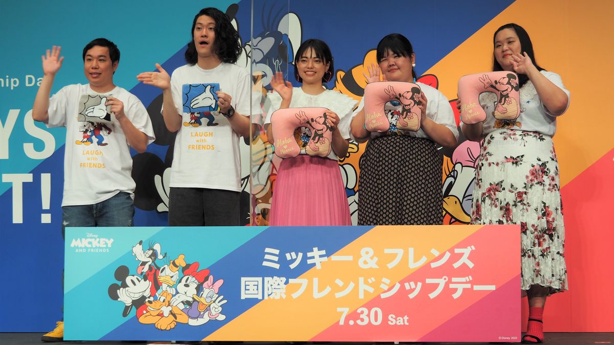 イベントに登場した（左から）霜降り明星・せいやさん、粗品さん、ぼる塾・きりやはるかさん、あんりさん、田辺智加さん