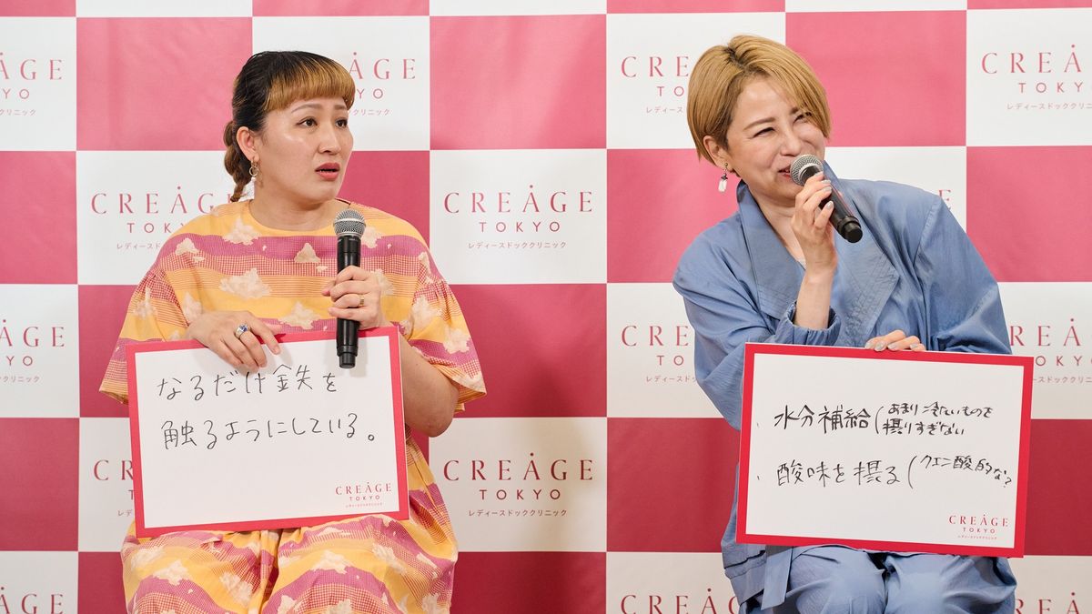 暑さ対策を明かす丸山桂里奈さんと鈴木砂羽さん