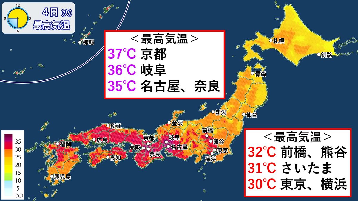 近畿や東海で猛暑日　関東も真夏日が続く