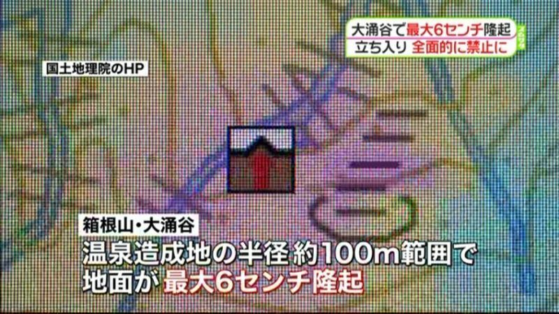 地面隆起　大涌谷９日から人の立ち入り禁止