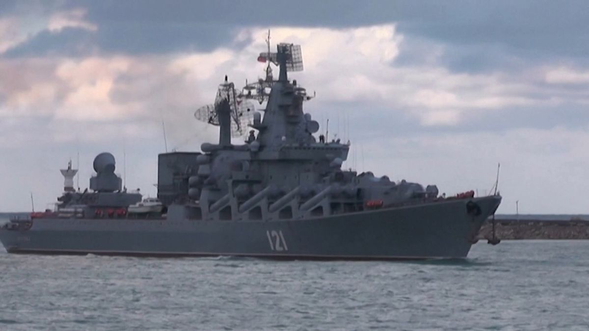 ロシアのミサイル巡洋艦「モスクワ」/資料映像より