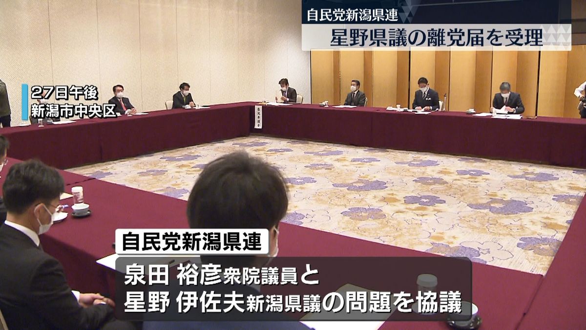 自民党新潟県連　星野県議の離党届を受理